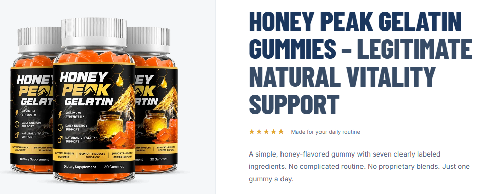 Honey Peak Gelatin Gummies: Daily Energy, Strength & Vitality Support