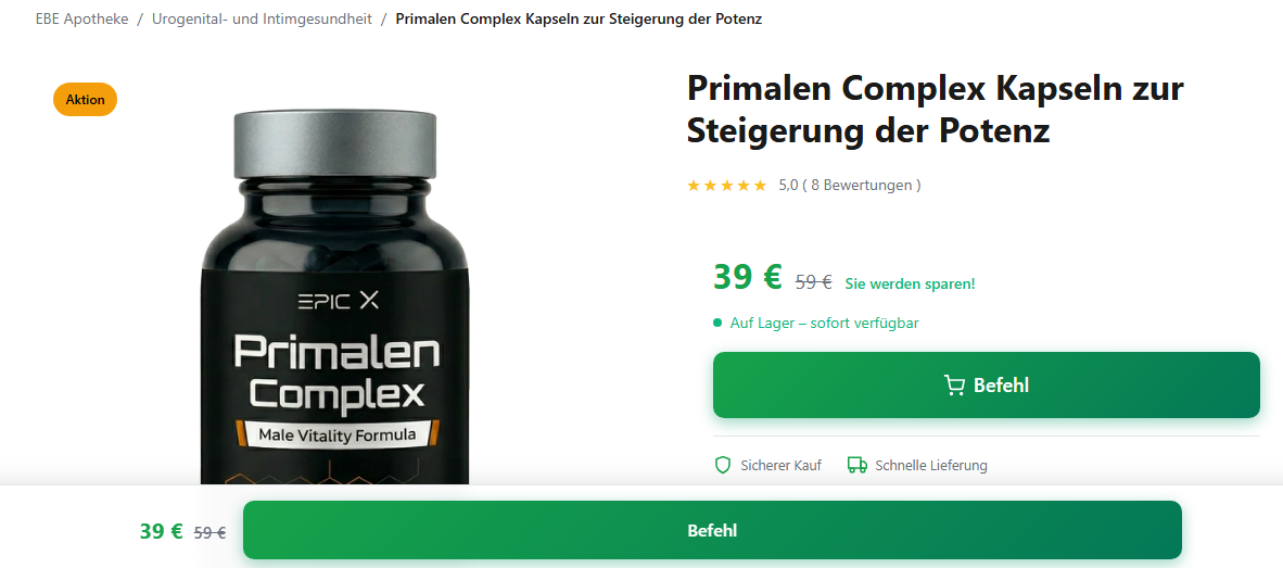 Primalen Complex Kapseln – Männergesundheit & Körperliches Wohlbefinden